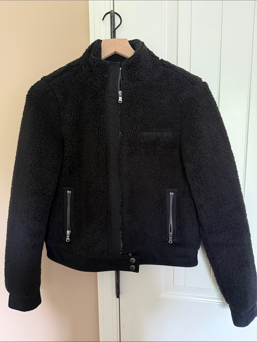 LOFT Black Sherpa Bomber Jacket
